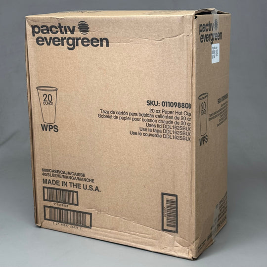 ZA@ PACTIV EVERGREEN Starbucks (600 PACK) Hot Paper Cups 20 oz 011098808 (Distressed Box)