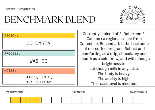 Benchmark Blend Colombian Coffee | Multiple Grinds & Sizes | Hardy Coffee Co