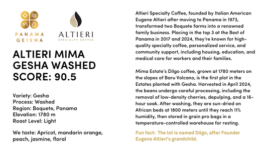 Altieri Mima Estate Gesha Washed [Score: 90.5]