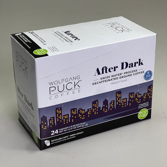 WOLFGANG PUCK (24 PACK) After Dark Decaf Coffee Single Serve Cups BB 10/25