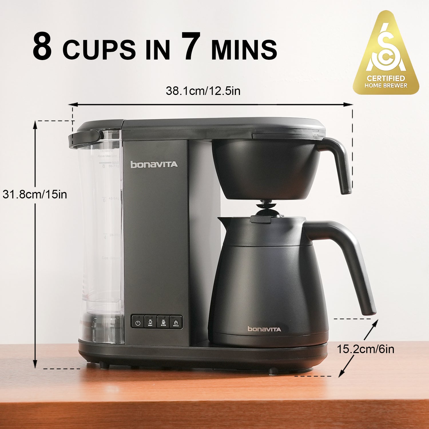 Enthusiast 8-Cup Drip Coffee Brewer with 1.3L Thermal or Glass Carafe