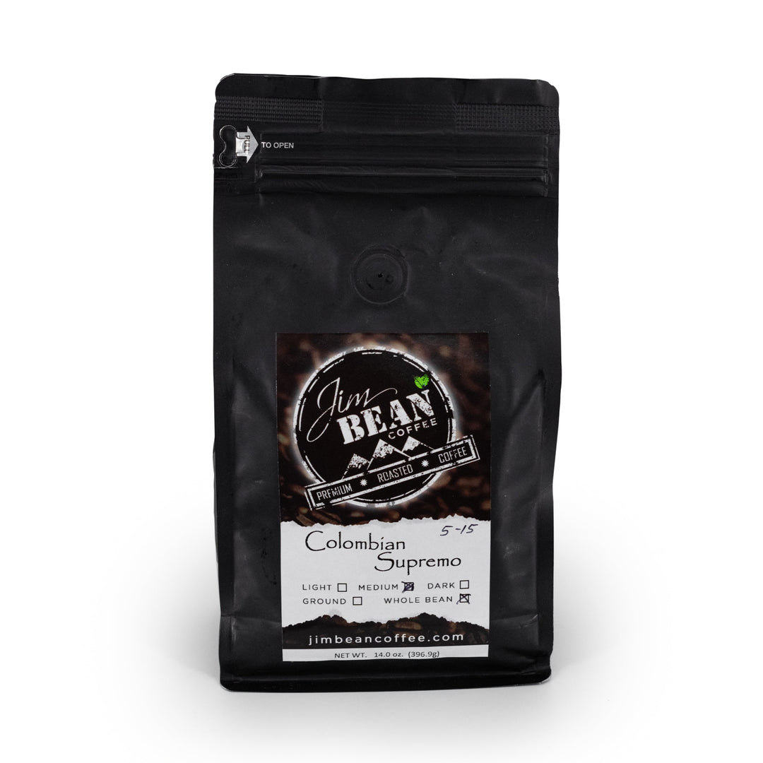 Colombian Supremo Whole Bean Coffee | 14 oz | Jim Bean Coffee