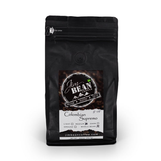 Colombian Supremo Whole Bean Coffee | 14 oz | Jim Bean Coffee