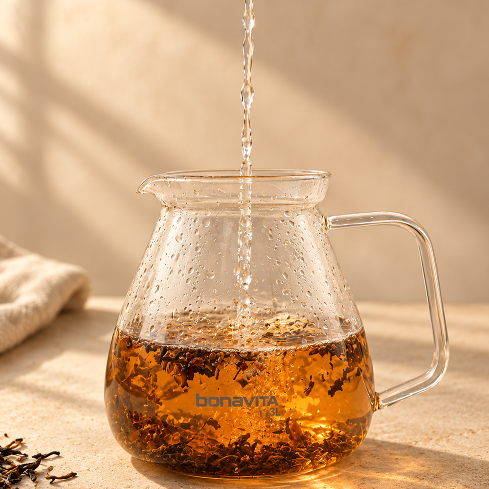 Bonavita Loose Leaf Glass Teapot with Steeping Lid, 1.3L